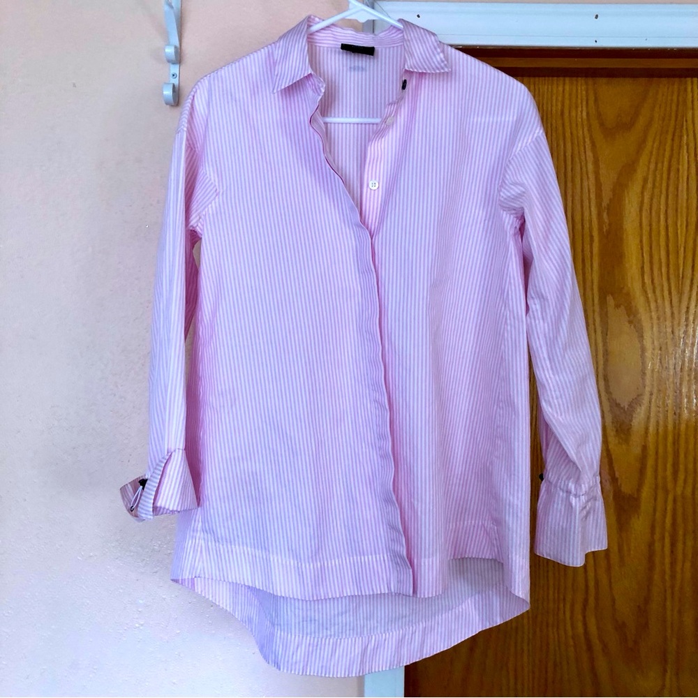 Bogner Light Pink Striped Button-Up Blouse